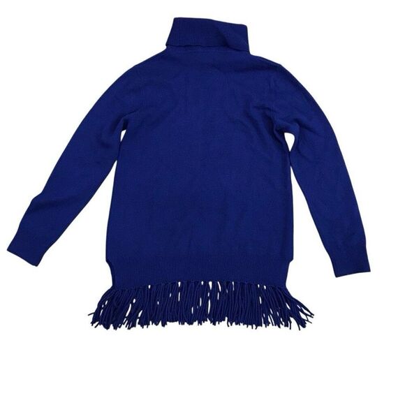 Peck & Peck 2 ply 100% cashmere turtleneck sweater tunic fringe trim size Medium - Picture 1 of 4